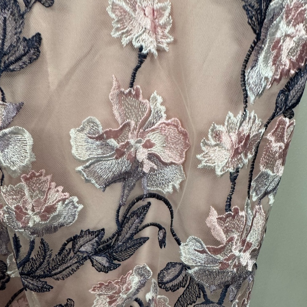 Donna Ricco Pink Floral Embroidered Dress Size 14 - Picture 4 of 7